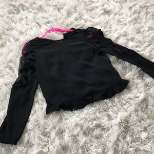 Black Detailed Flurred Sleeve and Bottom Size XS